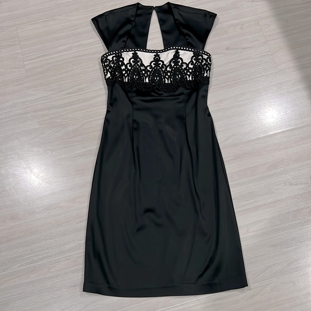 VTG  Black Satin Bodycon Dress